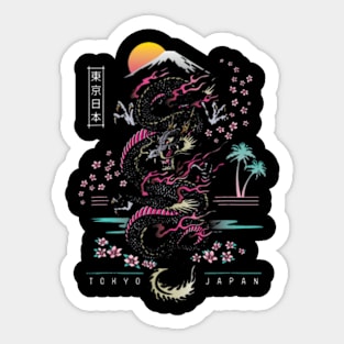 Japanese Tokyo Dragon Asian inspired retro 80s style Sticker